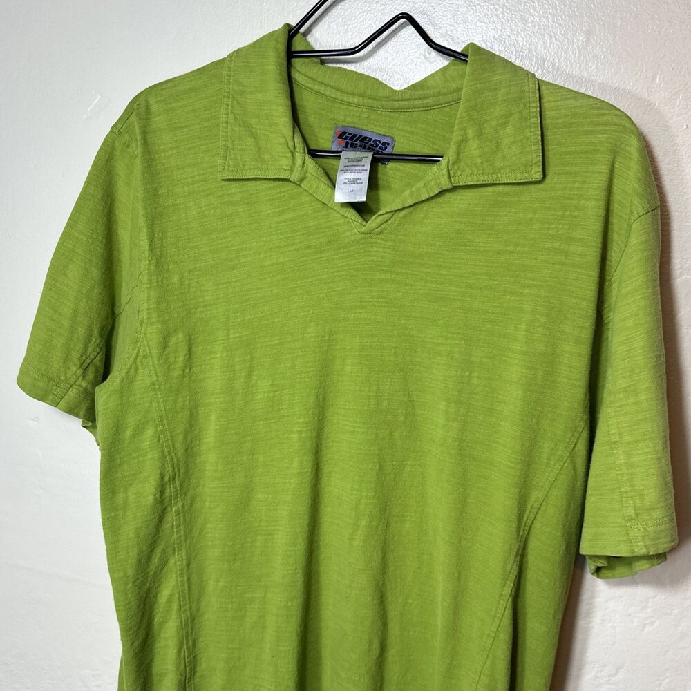 Guess Jeans Men’s Polo Shirt Green Short Sleeve V Neck Collared